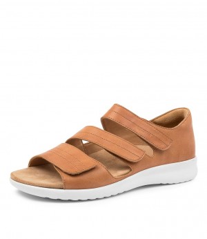 Women Ziera Bardot (Extra Wide) Sandals Brown White | Z-189245