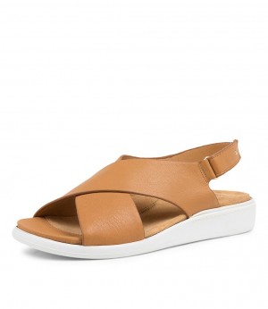 Women Ziera Ilda (Wide) Sandals Brown / White | Z-704532