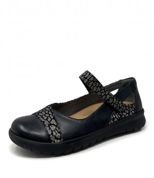 Women Ziera Sofia (Extra Wide, Adjustable Fit) Mary Janes Black / Blue Grey | Z-089365