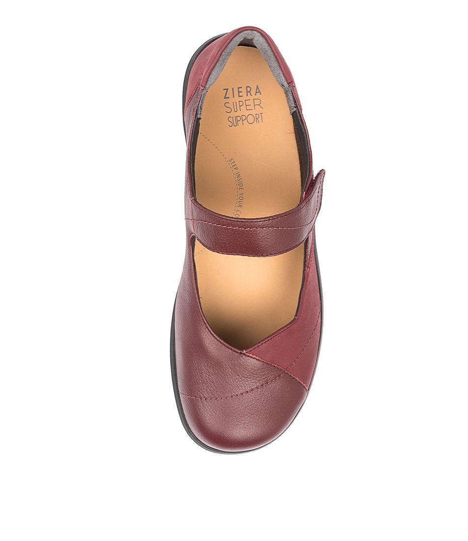 Women Ziera Ariel (Wide) Mary Janes Dark Red | Z-874631