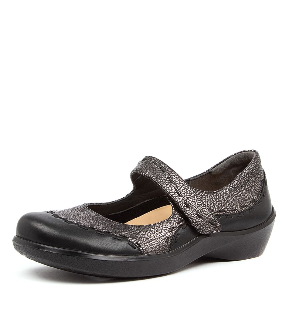 Women Ziera Gummibear (Extra Wide) Mary Janes Black / Blue Grey | Z-234857